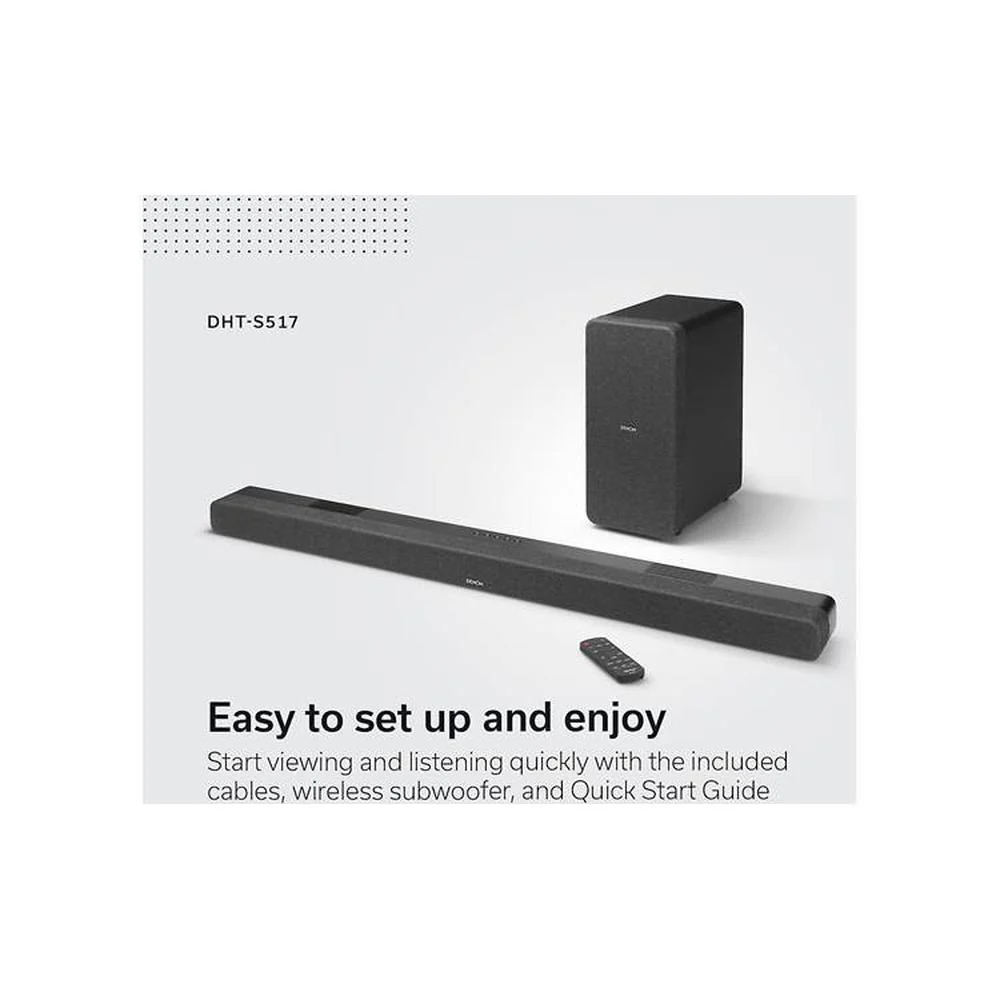 Denon DHT-S517 Powered 3.1.2 channel sound bar and wireless subwoofer system with built-in Bluetooth&reg and Dolby Atmos - DHTS517 - Image 7